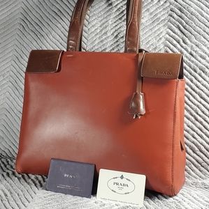 Rare Vintage PRADA Vitello Leather Tote Bag Purse